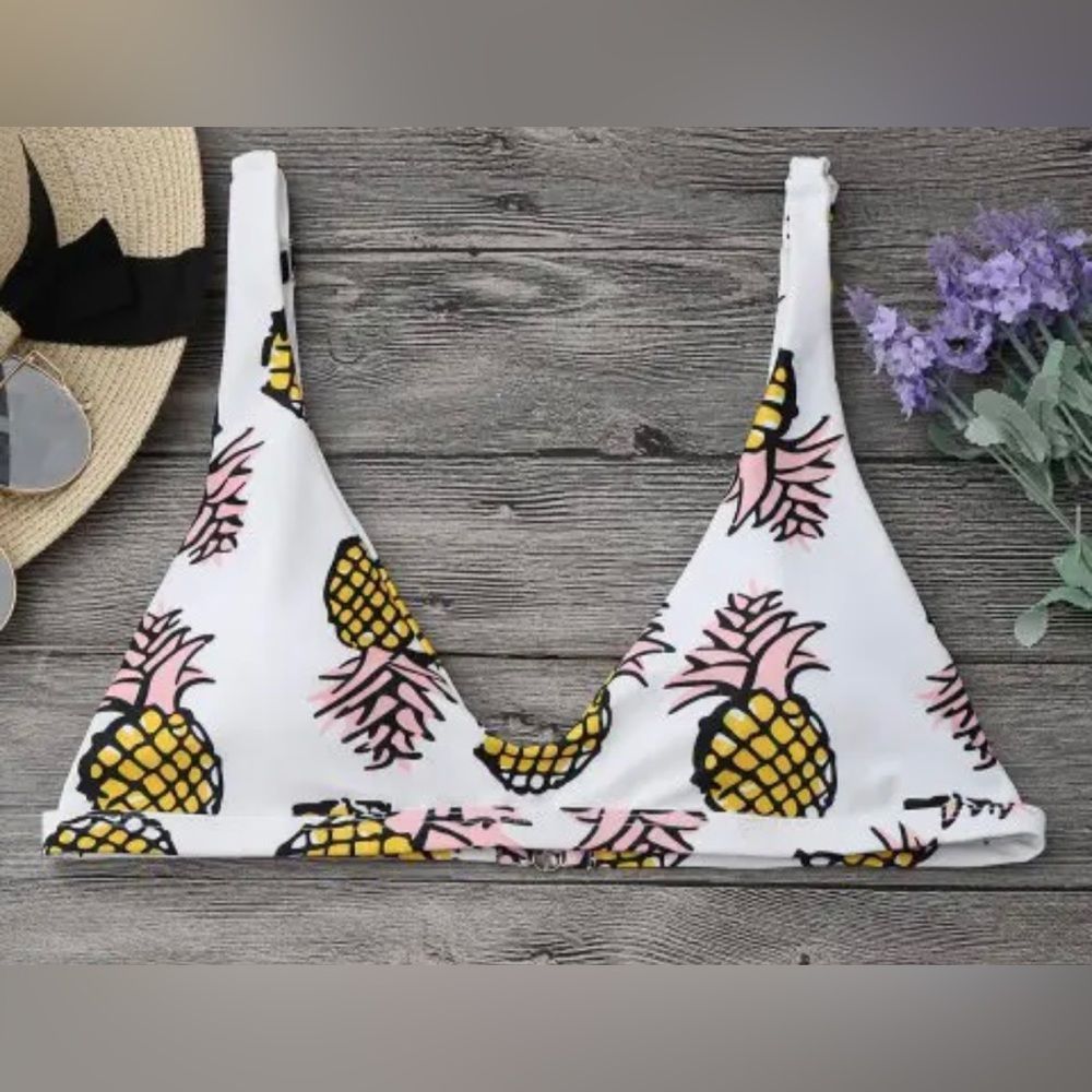 Zaful Pineapple Print Bikini Top